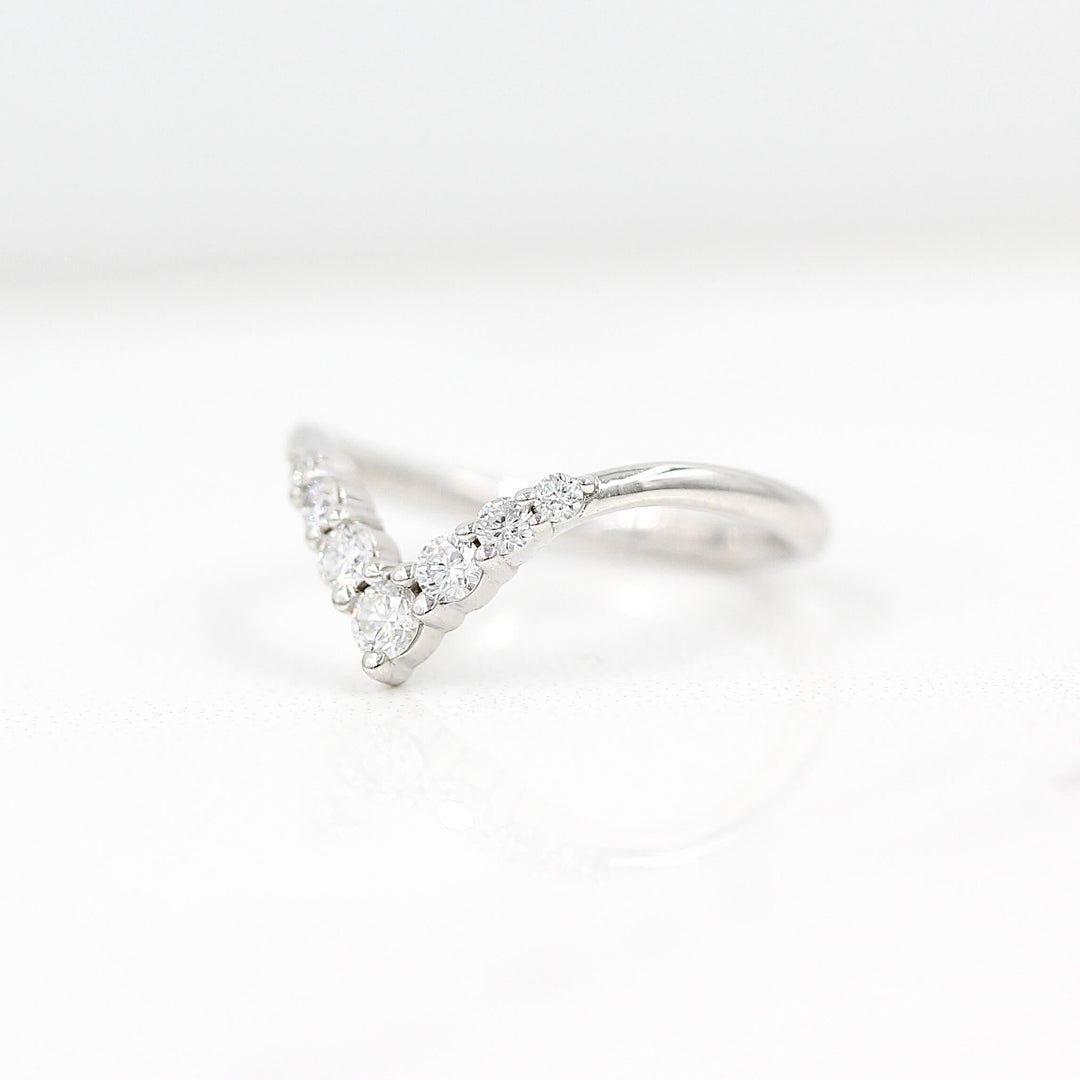 Ready to Ship Ring 14k White Gold Graduated Diamond V-Band in White Gold