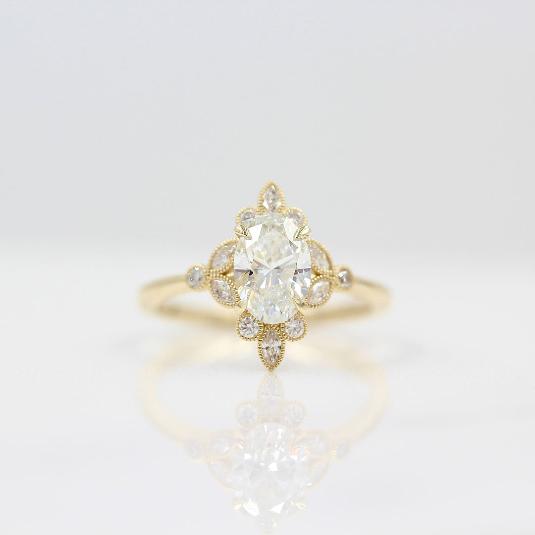 The Harlow Ring (Oval) in Yellow Gold with 1.12ct Lab-Grown Diamond against a white background