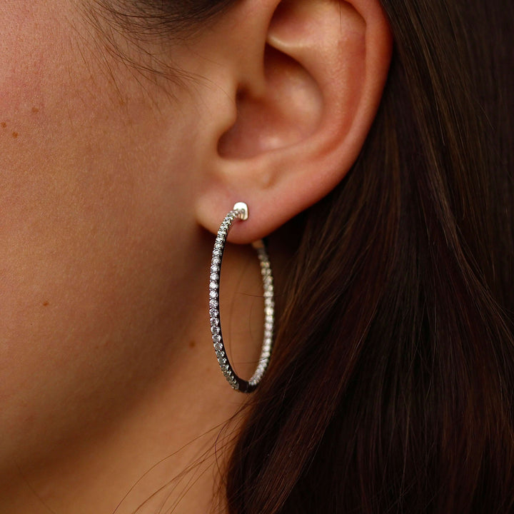 Inside and Outside Hoops in White Gold modeled
