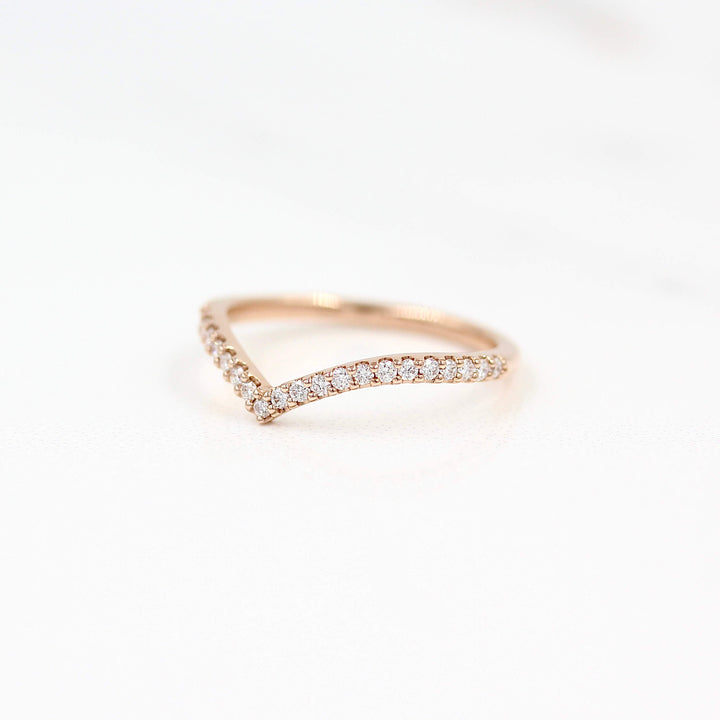 The Diamond V-Band in Rose Gold against a white background