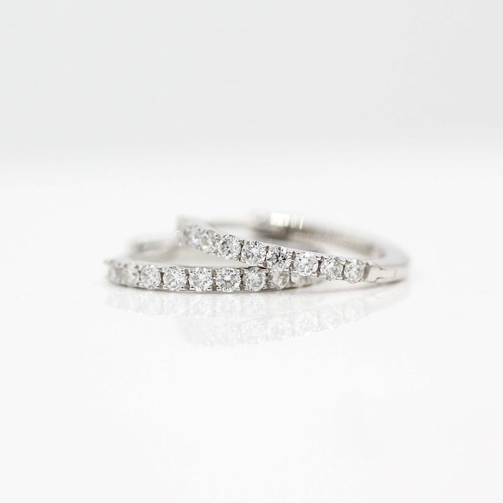 Earrings 14k White Gold Diamond Huggies in White Gold - 14mm