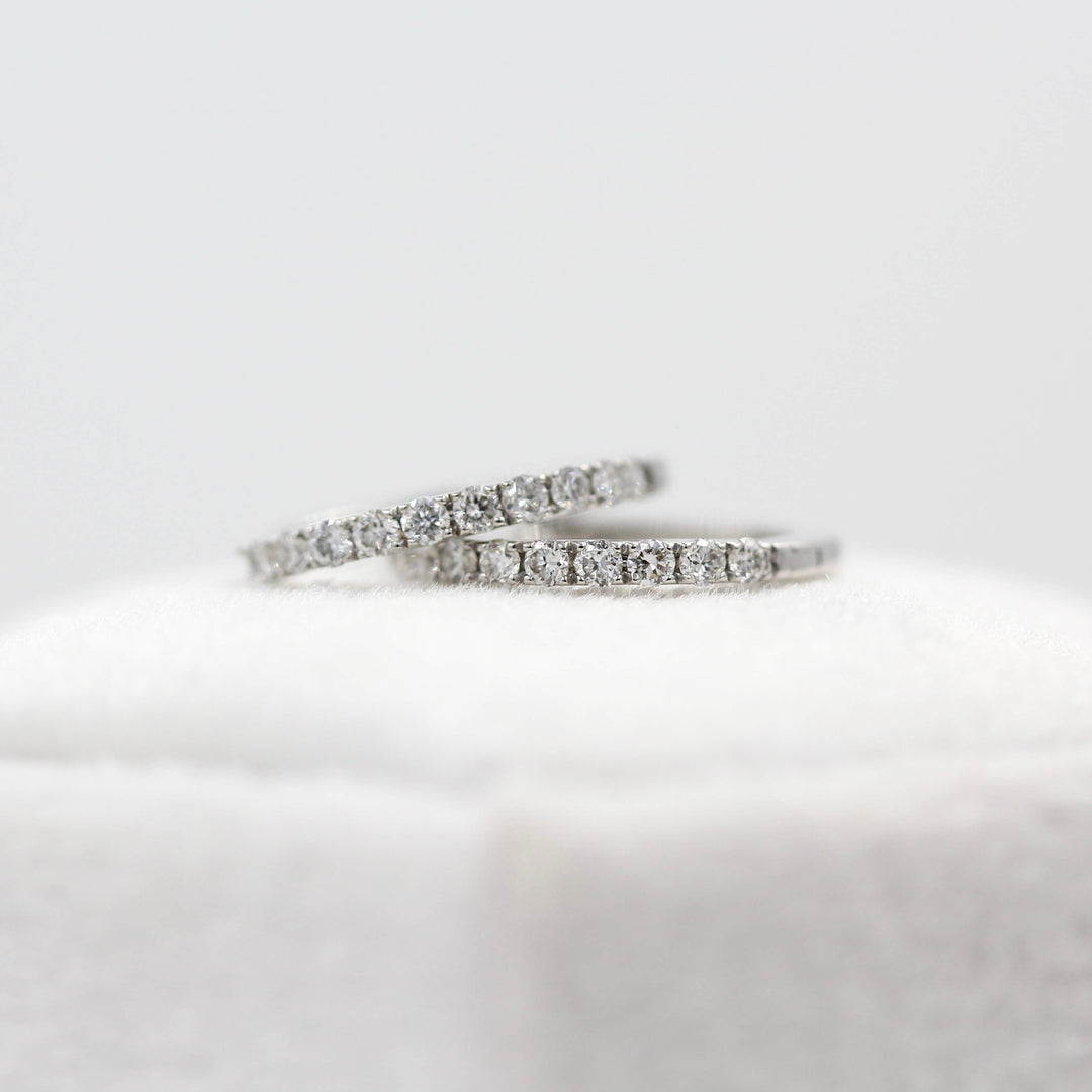 Earrings 14k White Gold Diamond Huggies in White Gold - 14mm