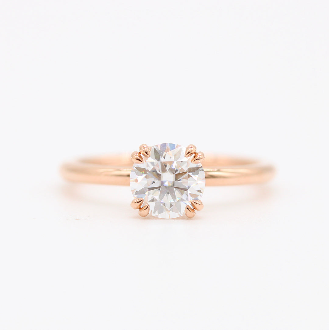 The Serena (Round) Ring in rose gold against a white background