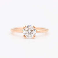 The Serena ring round in rose gold against a white background