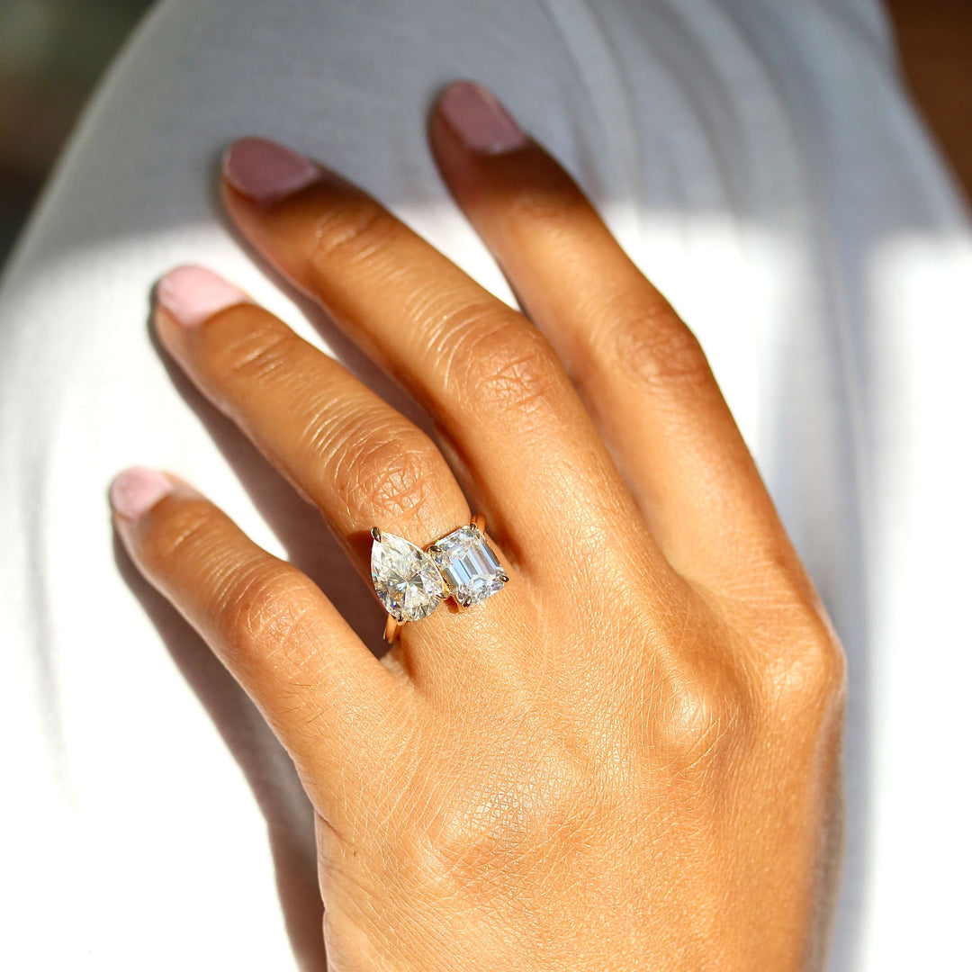 Ready to Ship Ring 14k Yellow Gold La Grande Toi Et Moi Ring in Yellow Gold with 6ct Moissanite