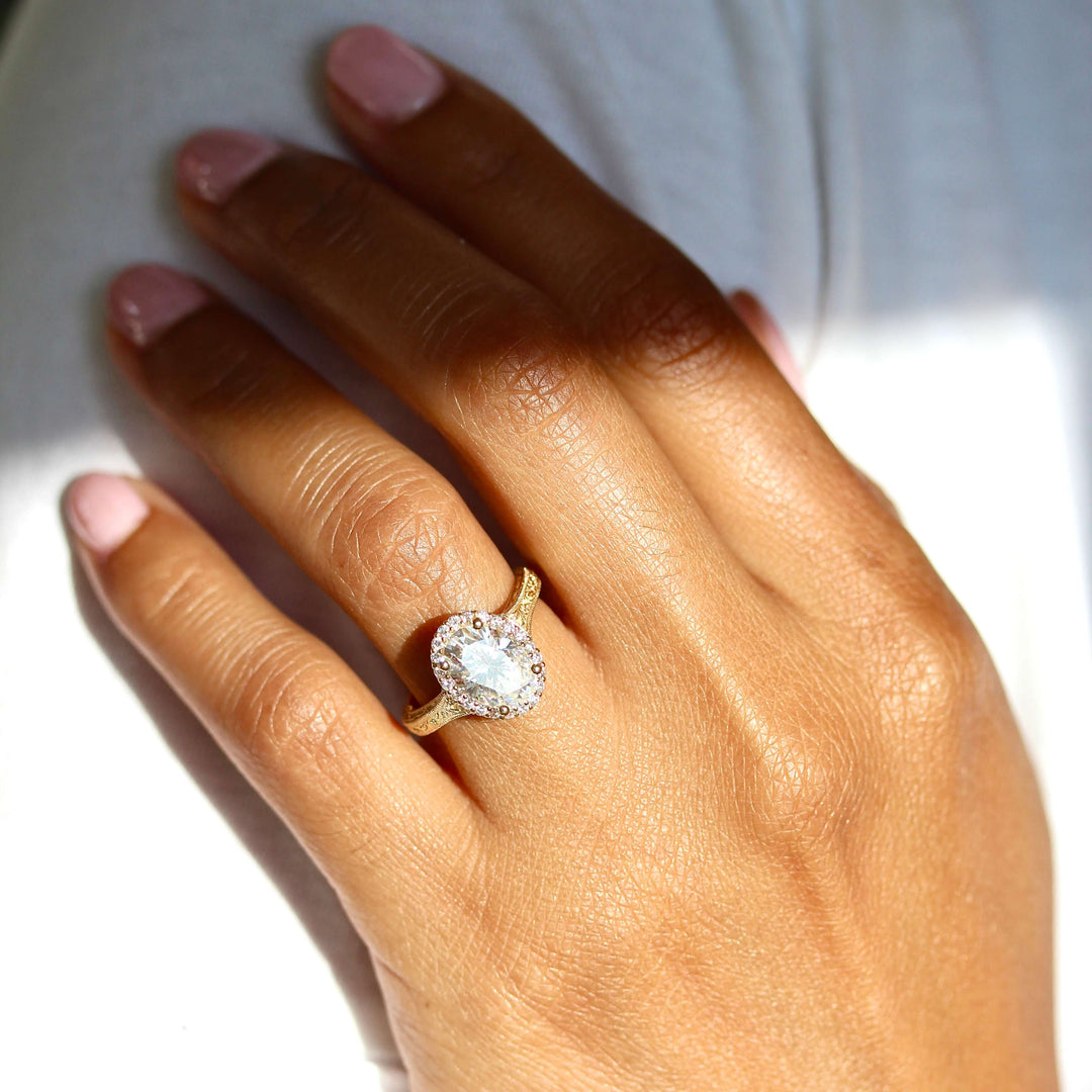 Ready to Ship Ring 14k Yellow Gold / 2ct The Sabrina Ring (Oval) in Yellow Gold with 2ct Moissanite