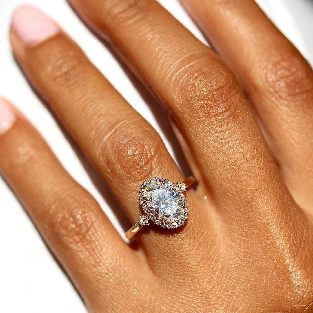 Oval Diamond or Moissanite Halo Ring Taylor Custom Rings