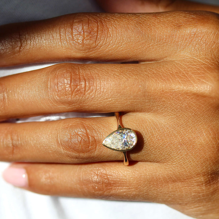 Ready to Ship Ring 14k Yellow Gold The Stevie Ring (Pear) in Yellow Gold with 2.5ct Moissanite
