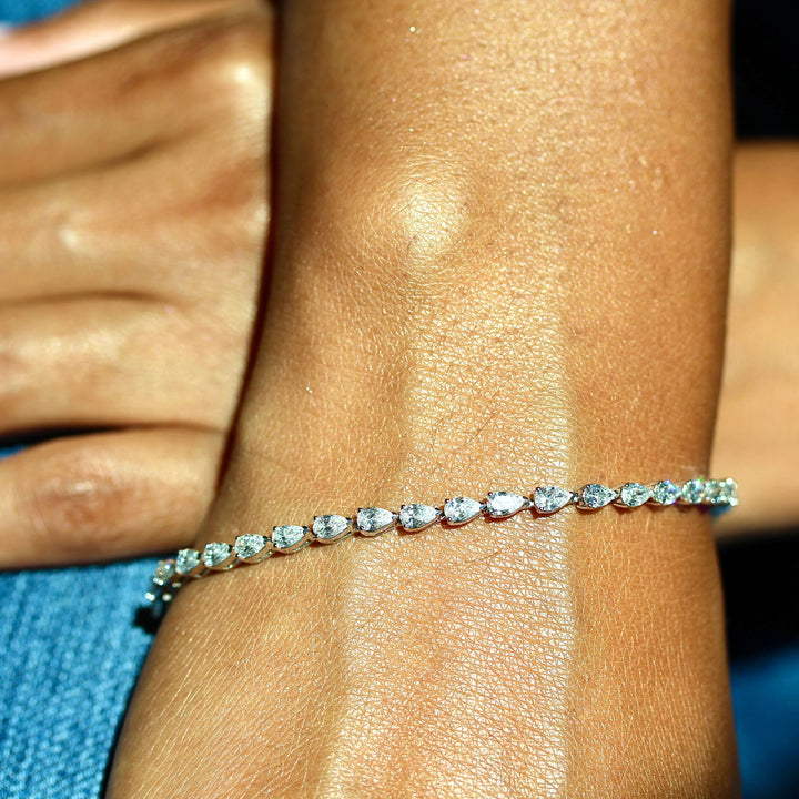 Bracelet 14k White Gold The Pear Lab-Grown Diamond Tennis Bracelet in White Gold