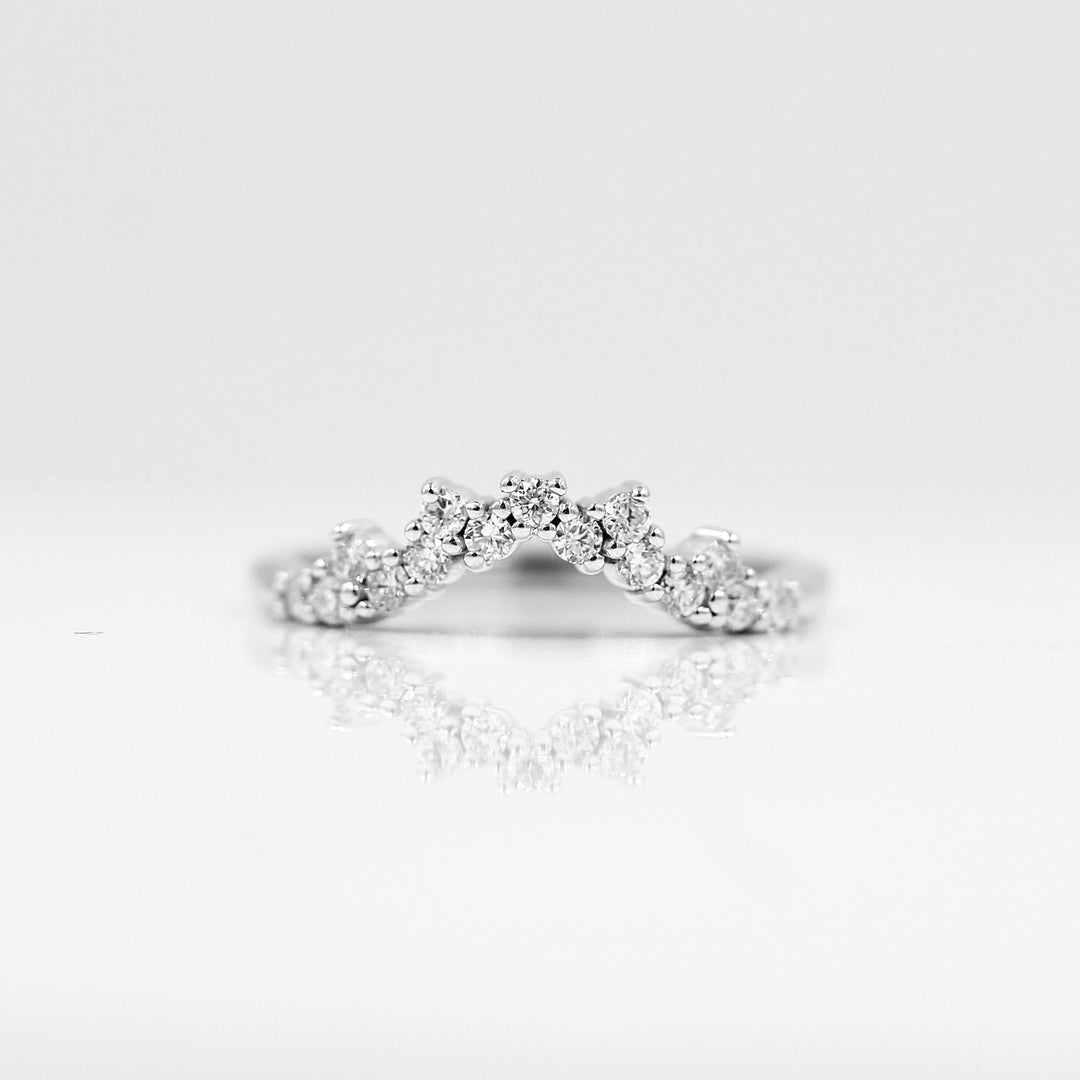The Nova Wedding Band in white gold against a white background