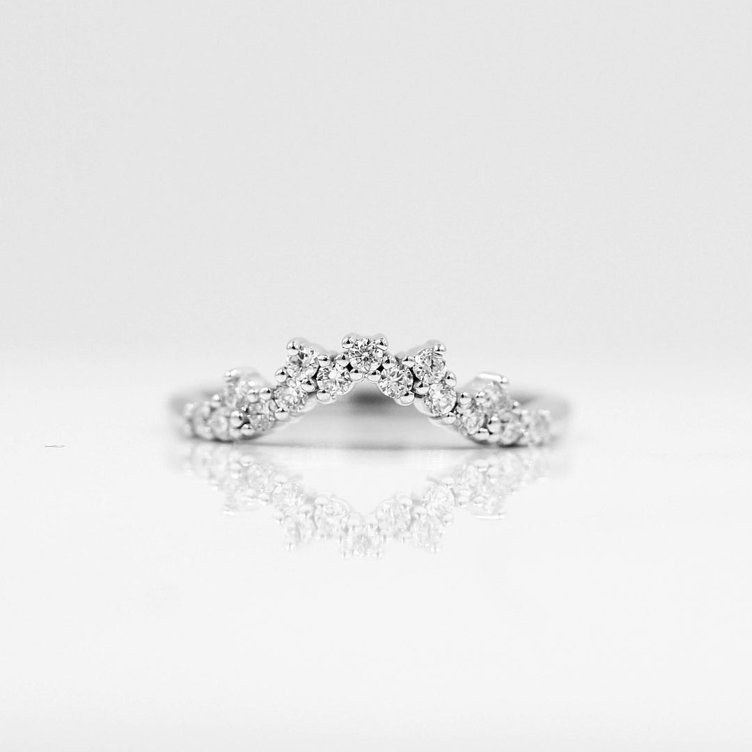 The Nova Wedding Band in white gold against a white background