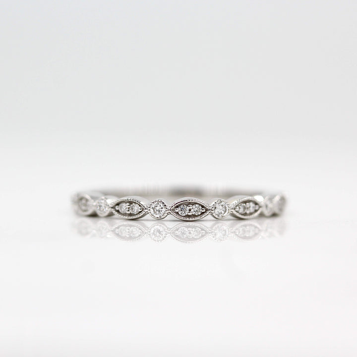 The Charlotte Wedding Band in White Gold against a white background