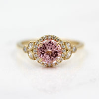 Ready to Ship Ring 14k Yellow Gold The Cate Ring (Round) in Yellow Gold with 1ct Peachy-Pink Created Sapphire