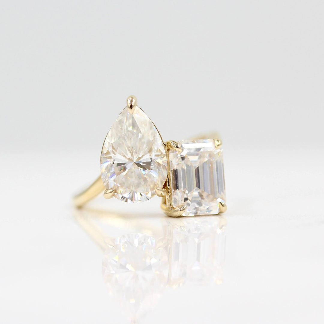 La Grande Toi Et Moi Ring in Yellow Gold and Moissanite against a white background 