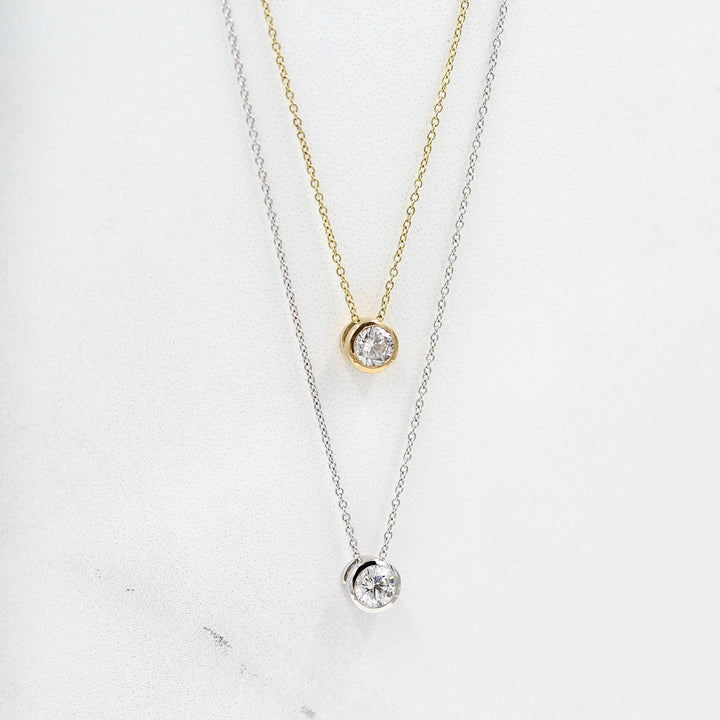 Necklace 14k White Gold / 1/2ct 1/2ct Diamond Bezel Necklace in White Gold