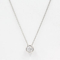 1/2ct Diamond Bezel Necklace in White Gold against a white background