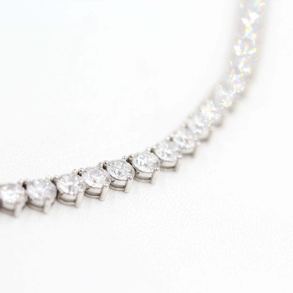 The Lab Grown Diamond Tennis Necklace in white gold against a white background