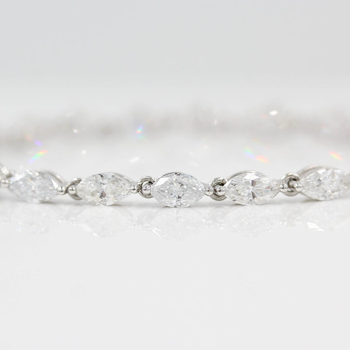 The Marquise Lab Grown Diamond Tennis Bracelet in white gold against a white background