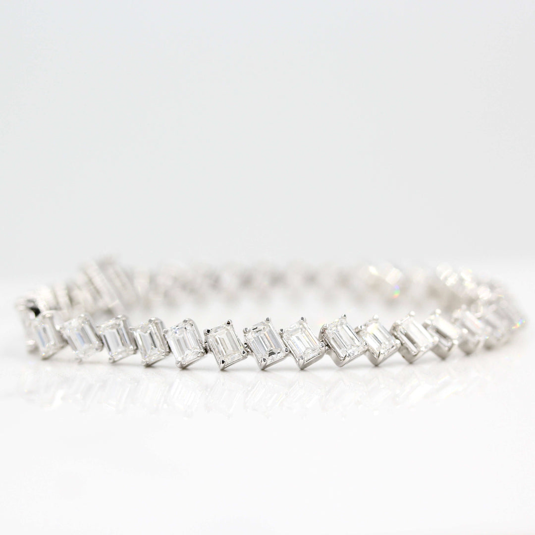 The Emerald Lab Grown Diamond Tennis Bracelet in white gold against a white background