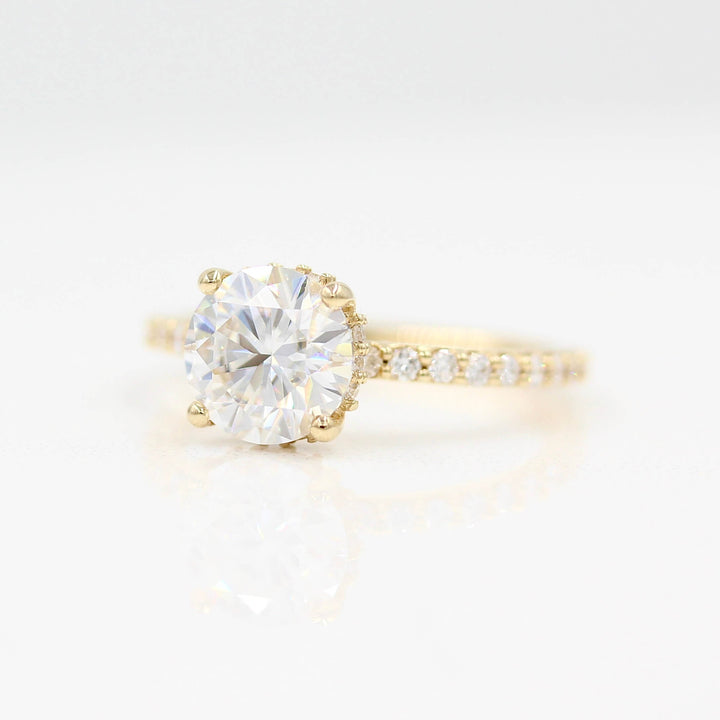 Ready to Ship Ring 14k Yellow Gold The Athena Hidden Halo Ring (Round) in Yellow Gold with 2ct Moissanite