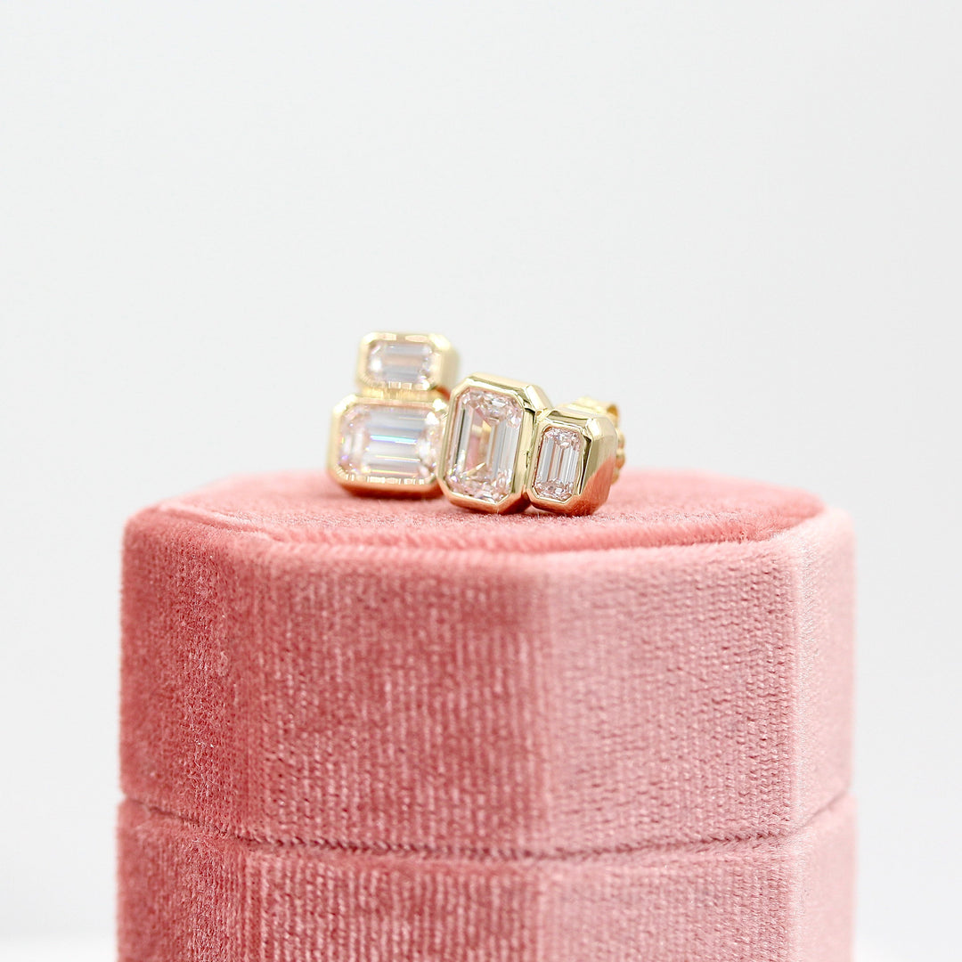 Earrings Emerald-Cut Diamond Two-Stone Earrings