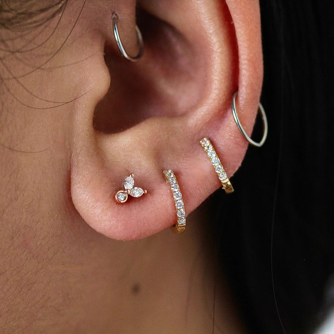Earrings 14k Yellow Gold Diamond Huggies in Yellow Gold - 10mm