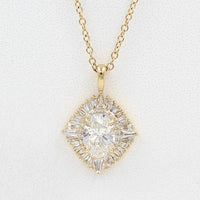 Double halo art deco Sojourner pendant in 14k yellow gold on white background