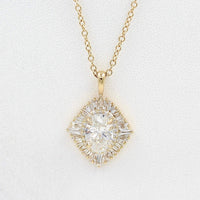 Yellow gold art deco halo pendant