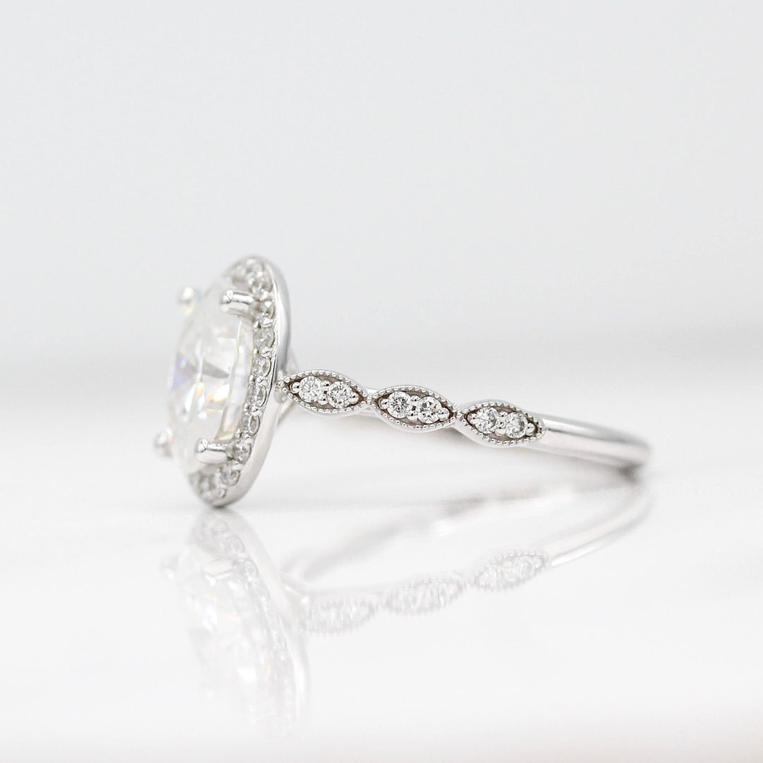 Ready to Ship Ring 14k White Gold The Isla Ring (Oval) in White Gold with 2ct Moissanite