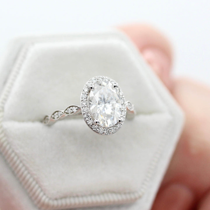 Ready to Ship Ring 14k White Gold The Isla Ring (Oval) in White Gold with 2ct Moissanite