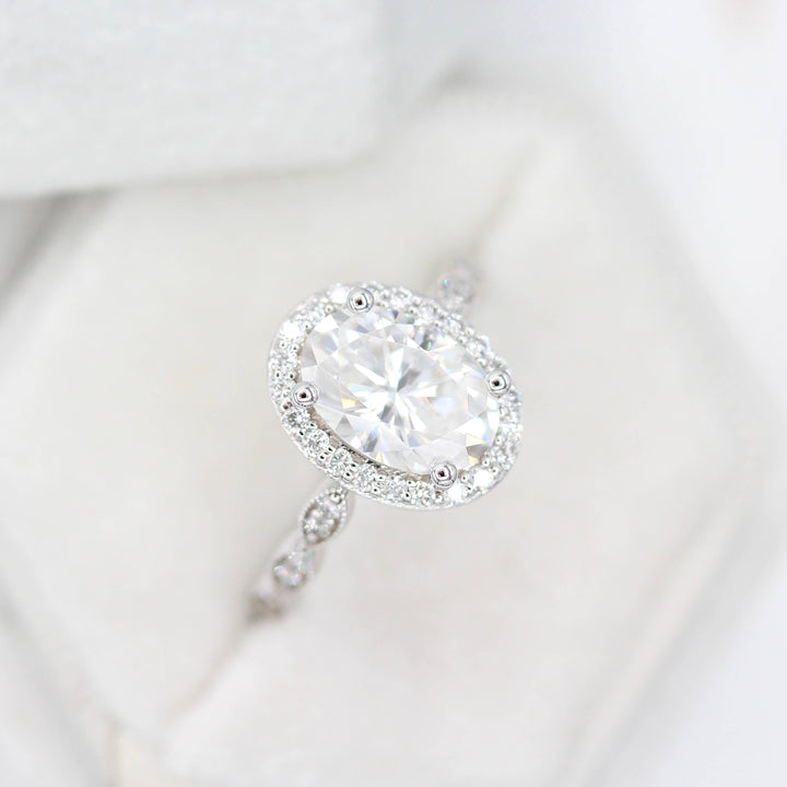 Ready to Ship Ring 14k White Gold The Isla Ring (Oval) in White Gold with 2ct Moissanite