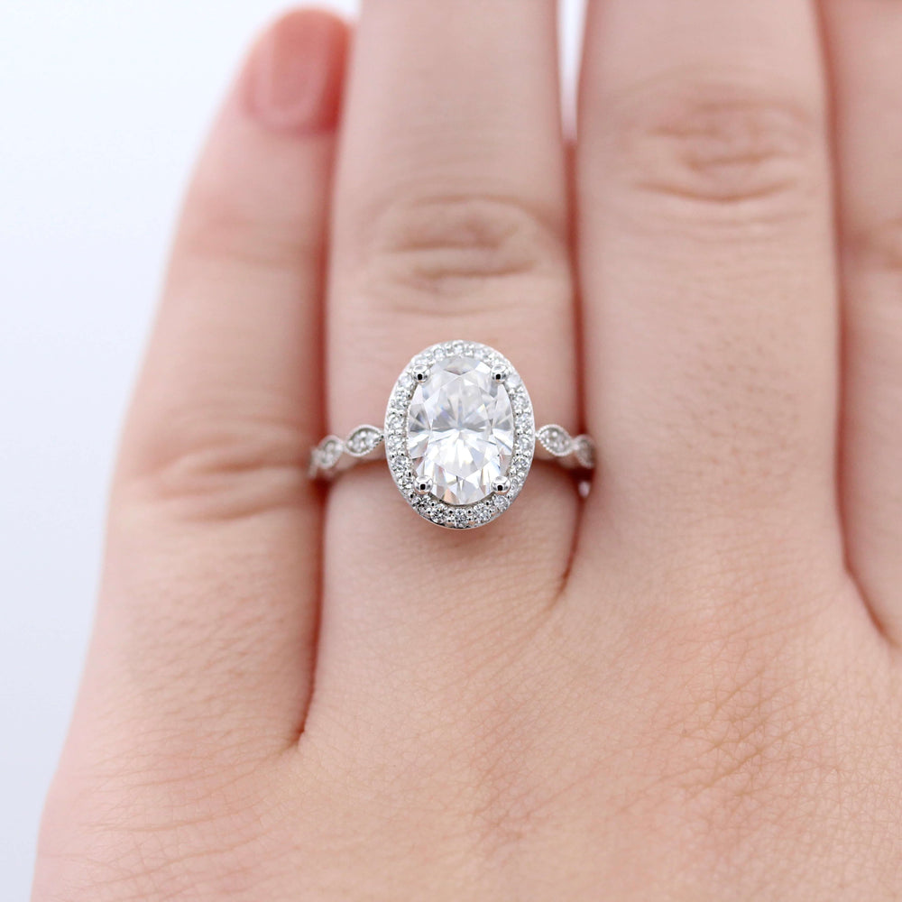 Ready to Ship Ring 14k White Gold The Isla Ring (Oval) in White Gold with 2ct Moissanite