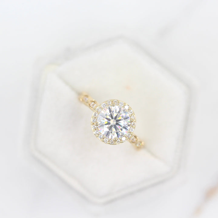 Ready to Ship Ring 14k Yellow Gold The Isla Ring (Round) in Yellow Gold with 2ct Moissanite