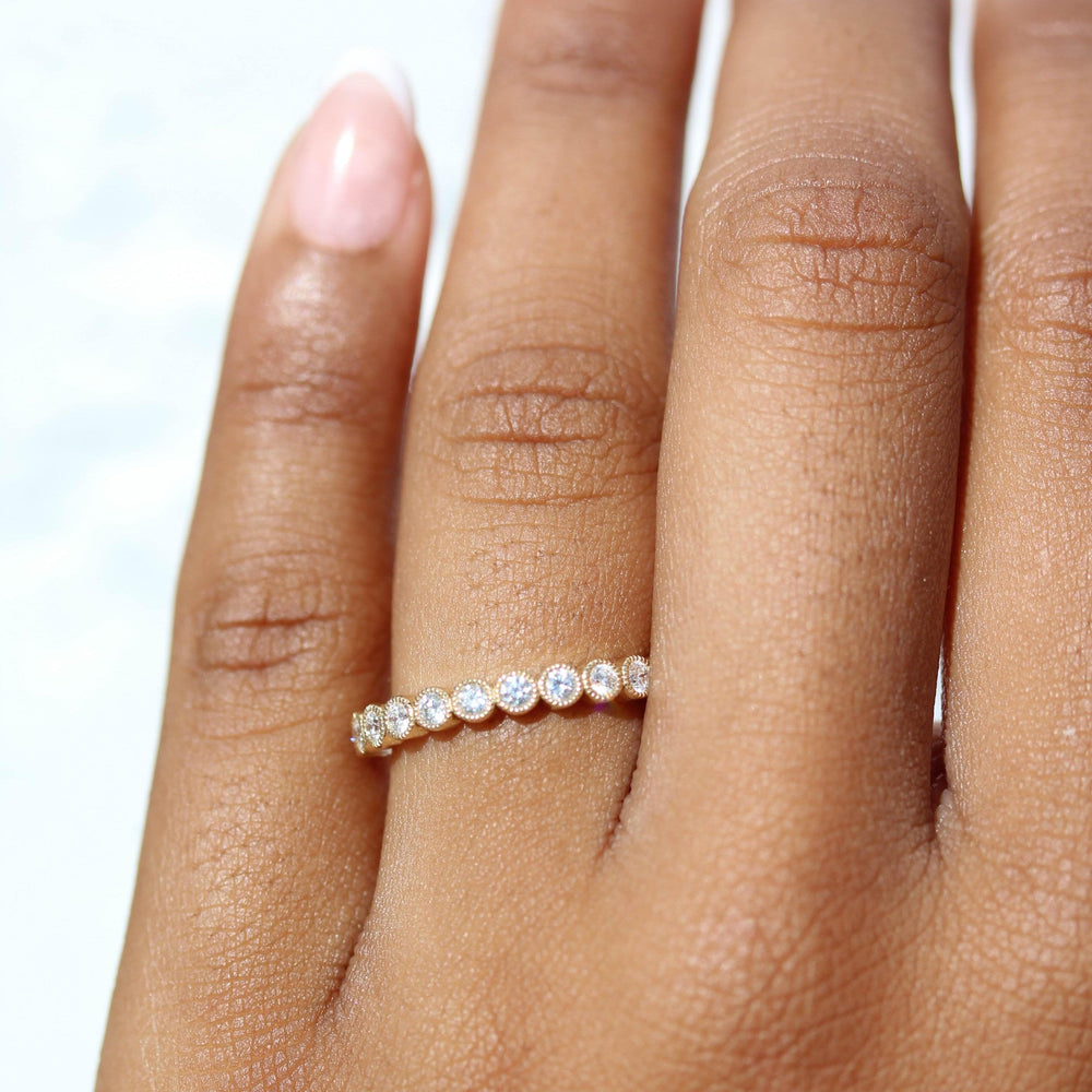 Diamond Wedding Band on a hand