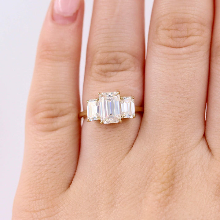 14k Yellow Gold The Kendall Hidden Halo Ring in Yellow Gold with 3ct Moissanite