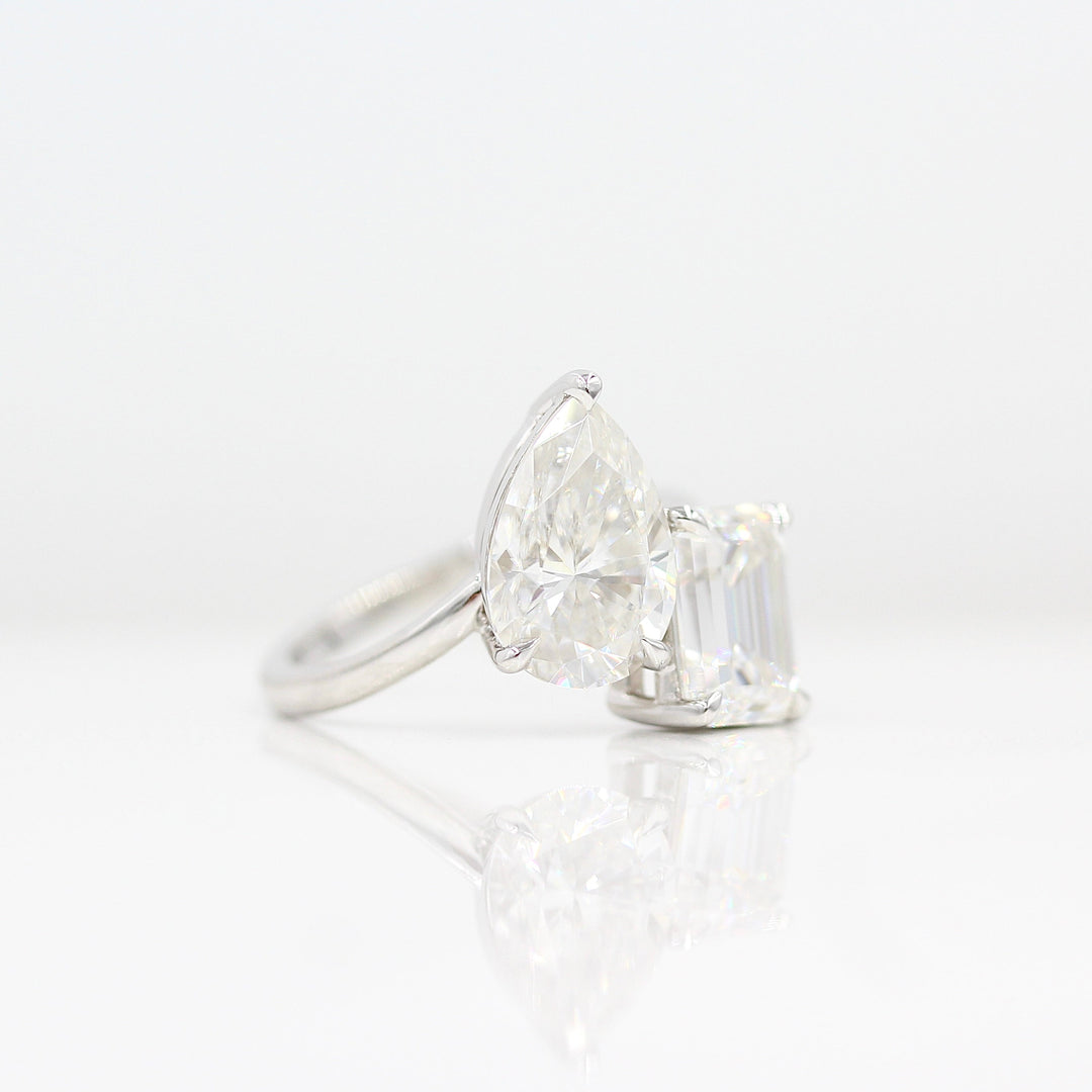 Ready to Ship Ring 14k White Gold La Grande Toi Et Moi Ring in White Gold with 6ct Moissanite
