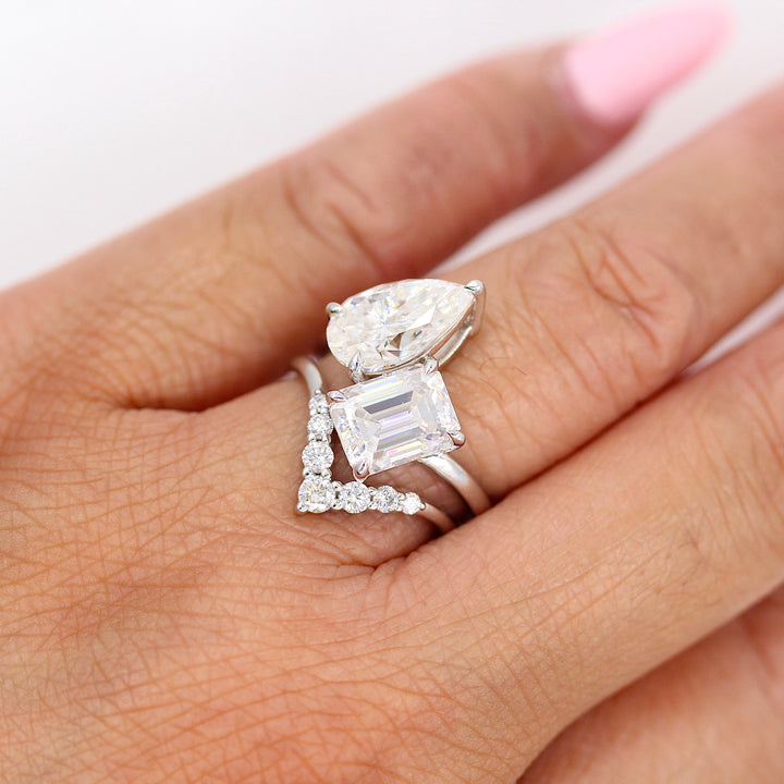 Ready to Ship Ring 14k White Gold La Grande Toi Et Moi Ring in White Gold with 6ct Moissanite