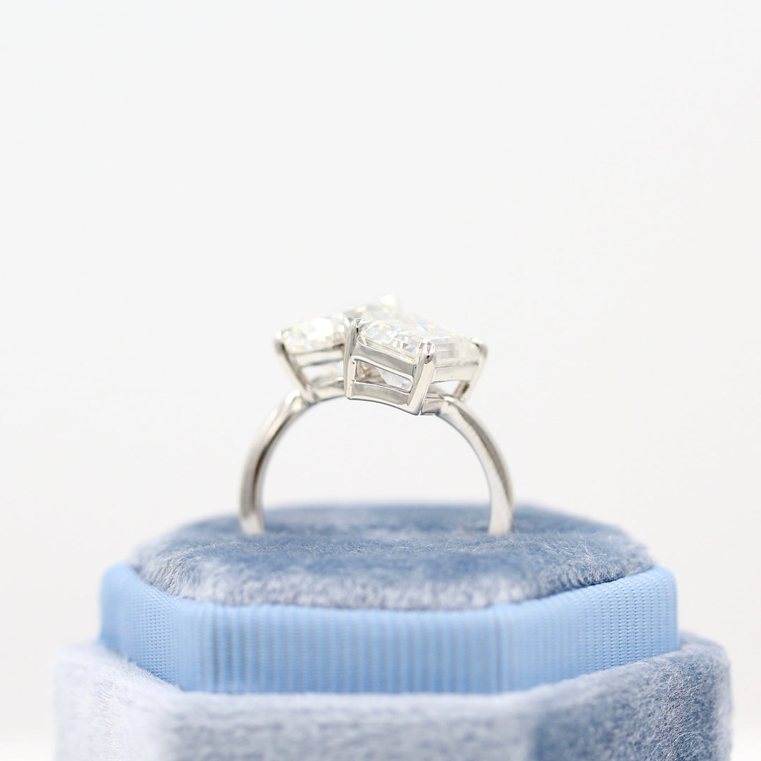 Ready to Ship Ring 14k White Gold La Grande Toi Et Moi Ring in White Gold with 6ct Moissanite
