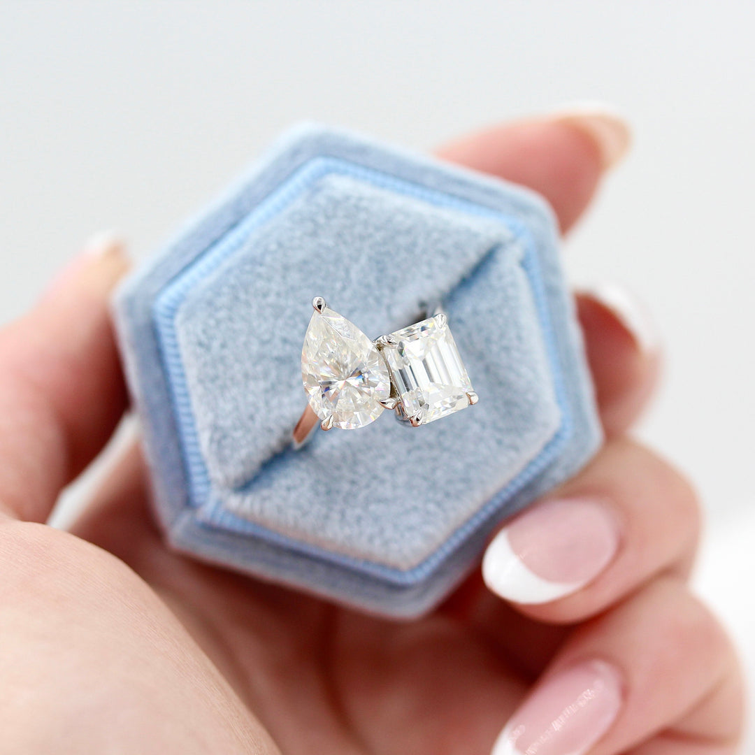 Ready to Ship Ring 14k White Gold La Grande Toi Et Moi Ring in White Gold with 6ct Moissanite