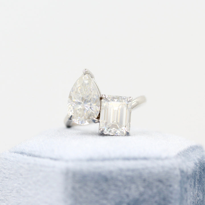 Ready to Ship Ring 14k White Gold La Grande Toi Et Moi Ring in White Gold with 6ct Moissanite