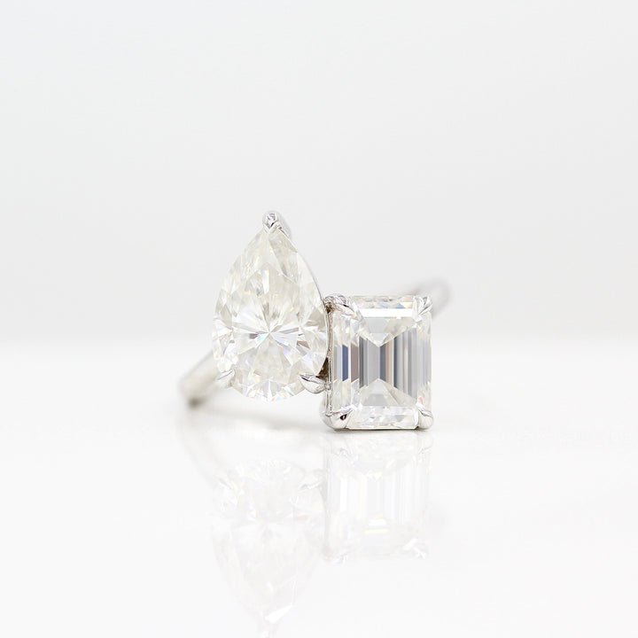 Ready to Ship Ring 14k White Gold La Grande Toi Et Moi Ring in White Gold with 6ct Moissanite