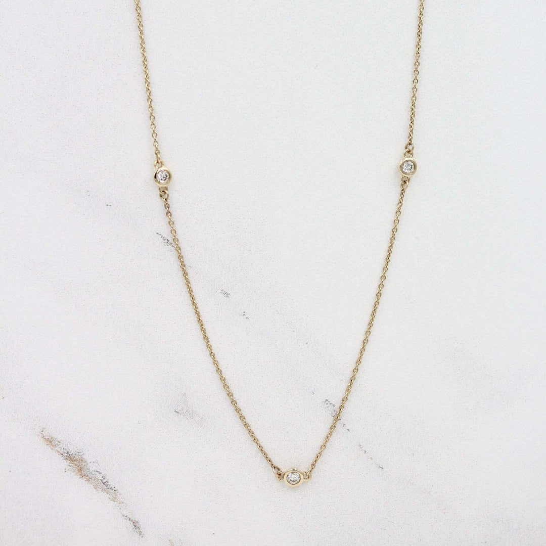 Lab grown diamond station necklace in 14k yellow gold