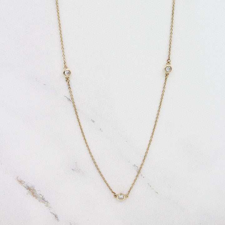 Lab grown diamond station necklace in 14k yellow gold