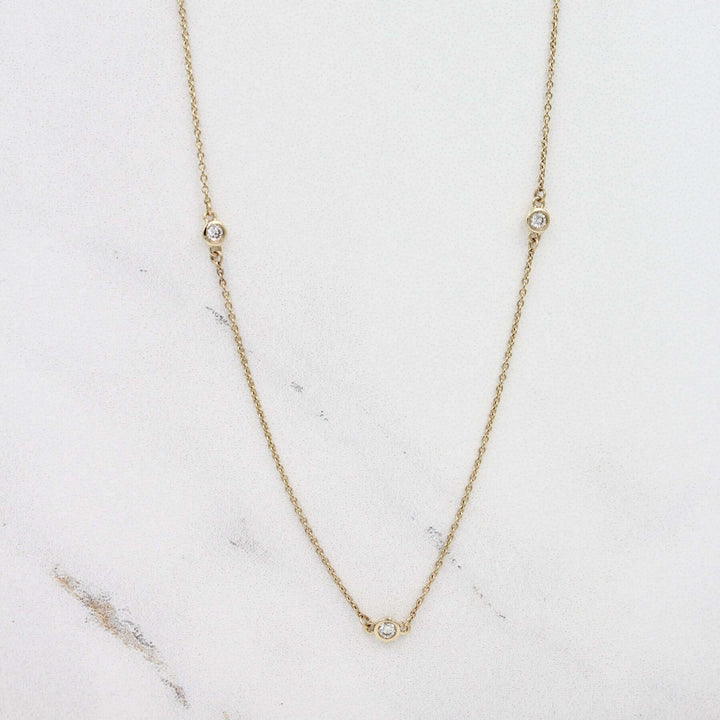 Necklace 14k Yellow Gold Diamond Station Necklace in Yellow Gold