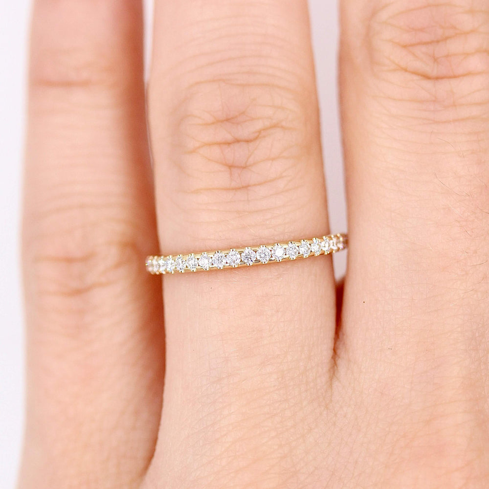 The Lauryn Wedding Band in Yellow Gold modeled