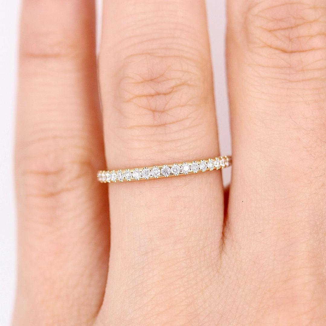 The Lauryn Wedding Band in Yellow Gold modeled