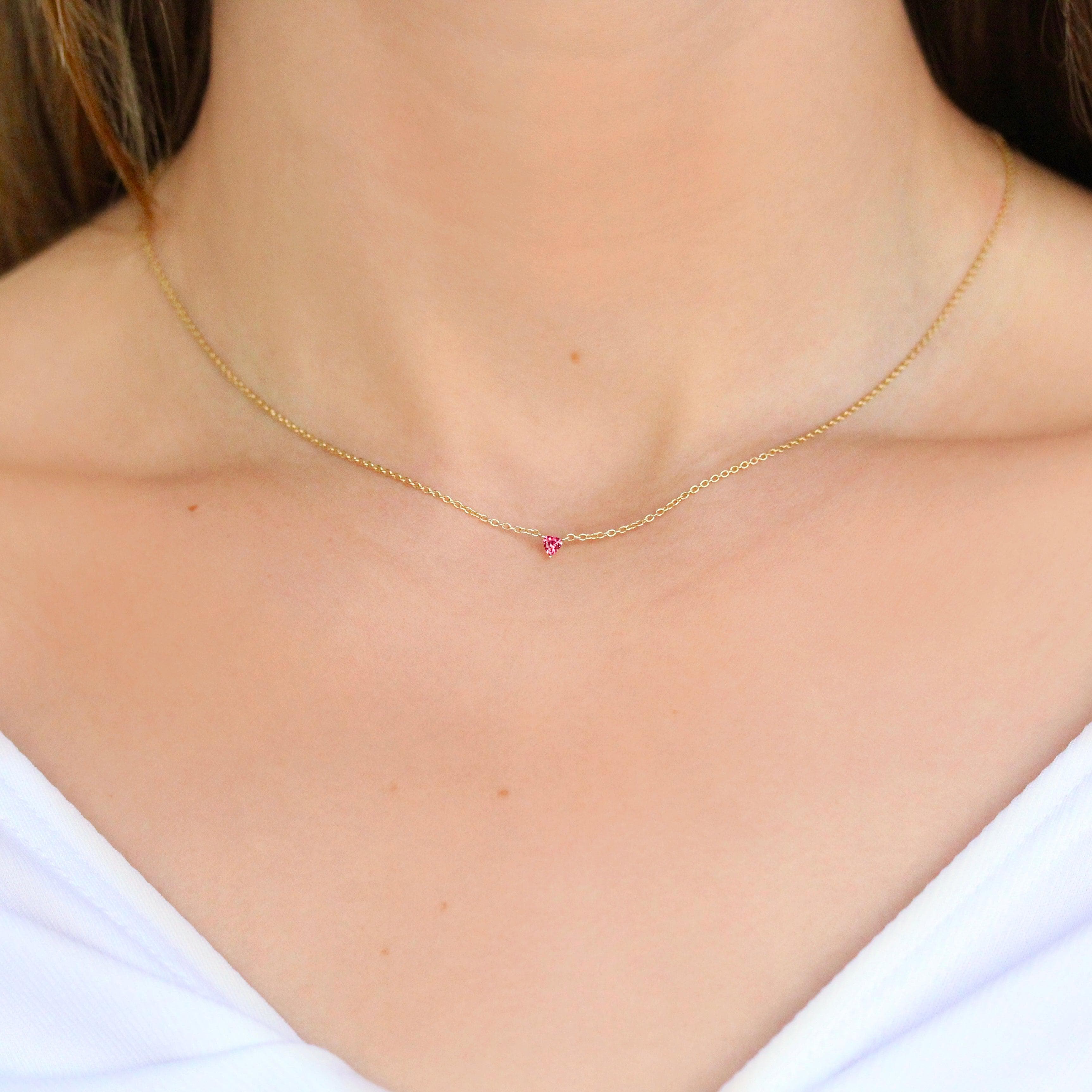The January Trillion Birthstone Necklace with Padparadscha