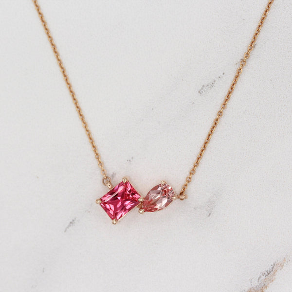The Toi et Moi Padparadscha and Peachy-Pink Sapphire Necklace