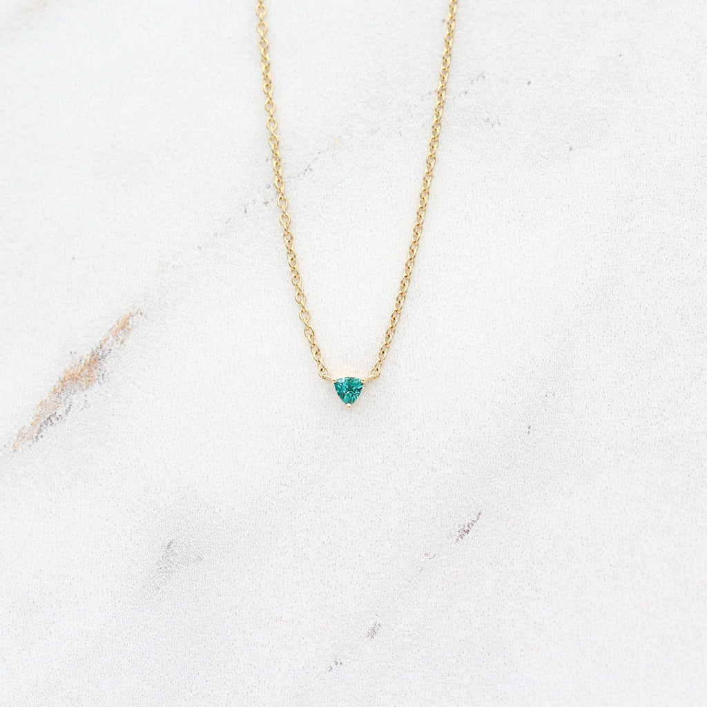 The December Trillion Birthstone Necklace with Paraiba Spinel