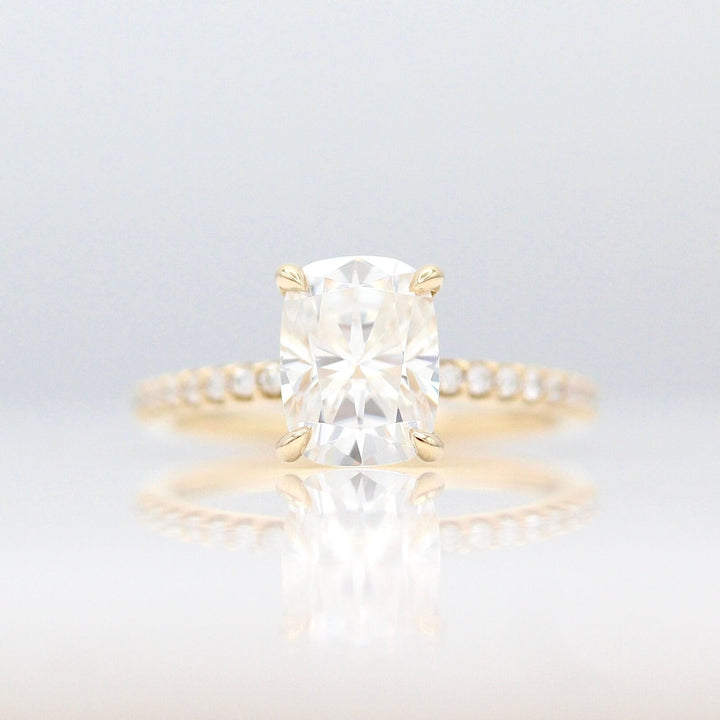 Ready to Ship Ring Colorless Moissanite / 14k Yellow Gold / 2ct The Paris Hidden Halo Ring in Yellow Gold with 2ct Moissanite